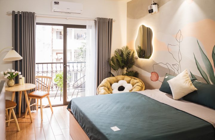 Aimee Room- 405KDT- Cách Vincom Trần Duy Hưng 1km/ Máy chiếu, ban công xanh, bếp nấu